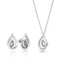 Dazzle Argent Set: Collier-Pendentif + Boucles d'oreilles SET-7518/B