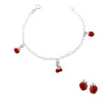Apple Argent Set: Bracelet + boucle d'oreille SET-7149