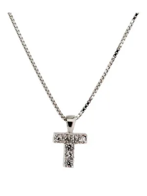 Argent Collier avec pendentif alphabet/T