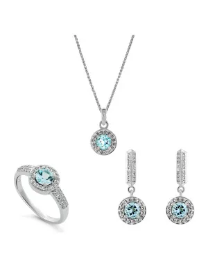 Orphelia® 'Bristol' Women's Sterling Silver Set: Necklace + Earrings + Ring - Silver SET-7579/B