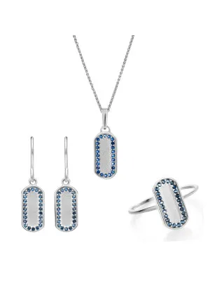 Orphelia® 'Malaga' Women's Sterling Silver Set: Necklace + Earrings + Ring - Silver SET-7573