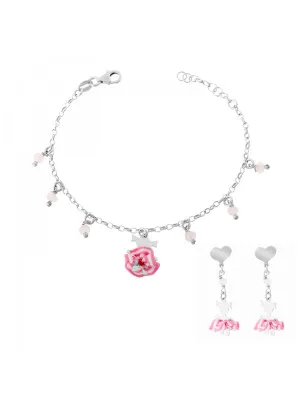 Cute Argent Set: Bracelet + boucle d'oreille SET-7133