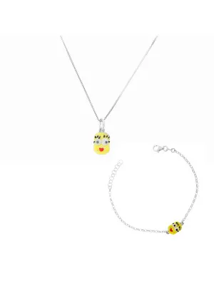 Minion Argent Set: Chaîne-Pendentif + Bracelet SET-7135/2