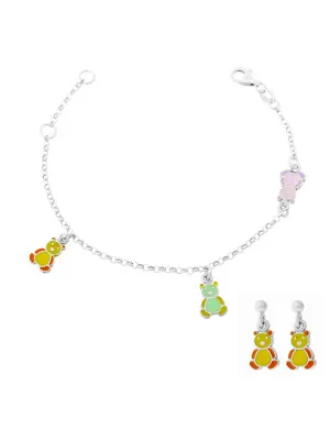 Bear Argent Set: Bracelet + boucle d'oreille SET-7140/YE