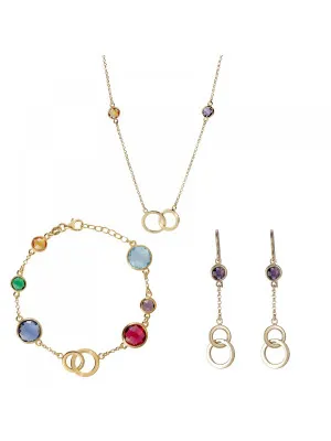 Eloise Argent Set: Collier + Bracelet + Boucles d'oreilles SET-7409/G