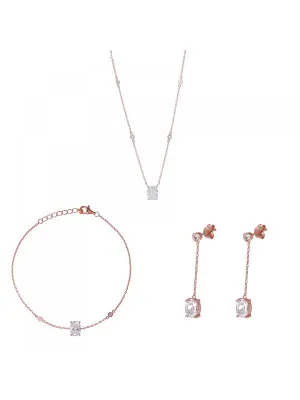 Elodie Argent Set: Collier + Bracelet + Boucles d'oreilles SET-7419