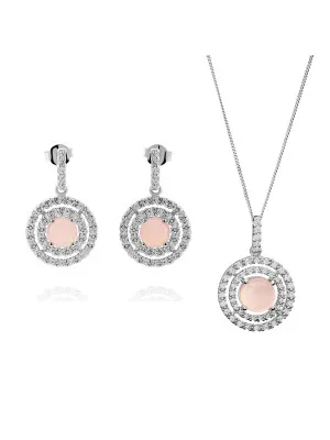 Rivera Argent Set: Collier-Pendentif + Boucles d'oreilles SET-7481/PC