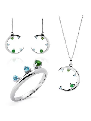 Eline Argent Set: Necklace + Earrings + Ring SET-7497