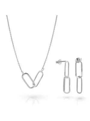 Rose Argent Set: Necklace + Earrings SET-7561